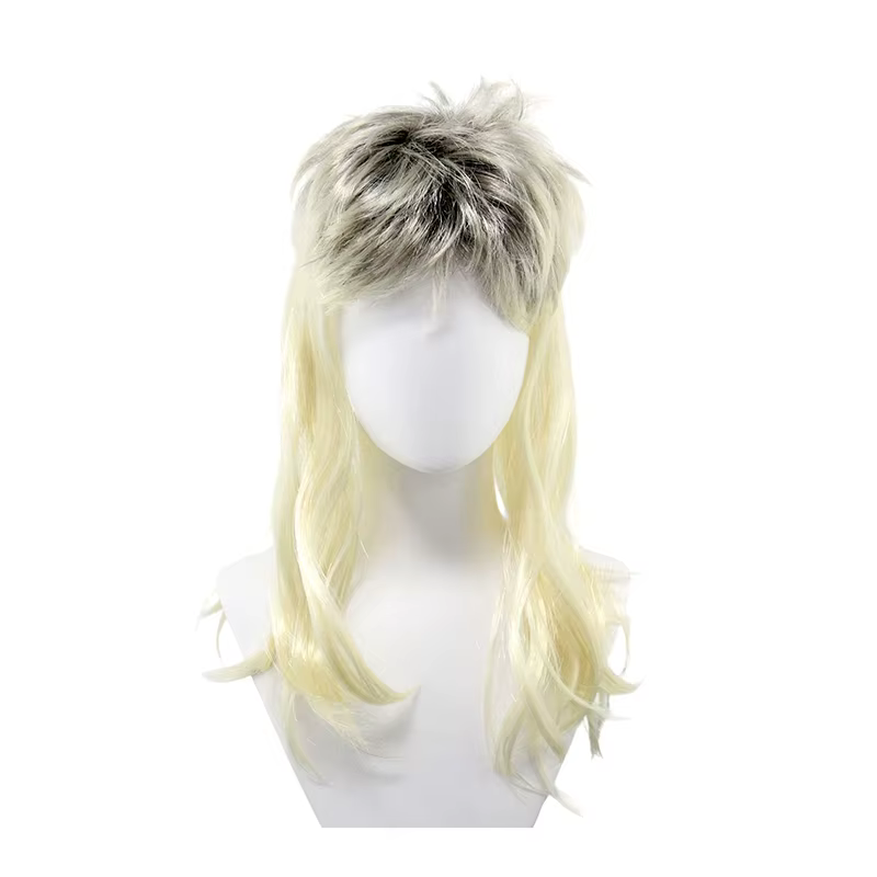 Perruque synthétique blonde style mulet, cheveux shaggy rétro années 80 pour hommes, idéale pour Hal