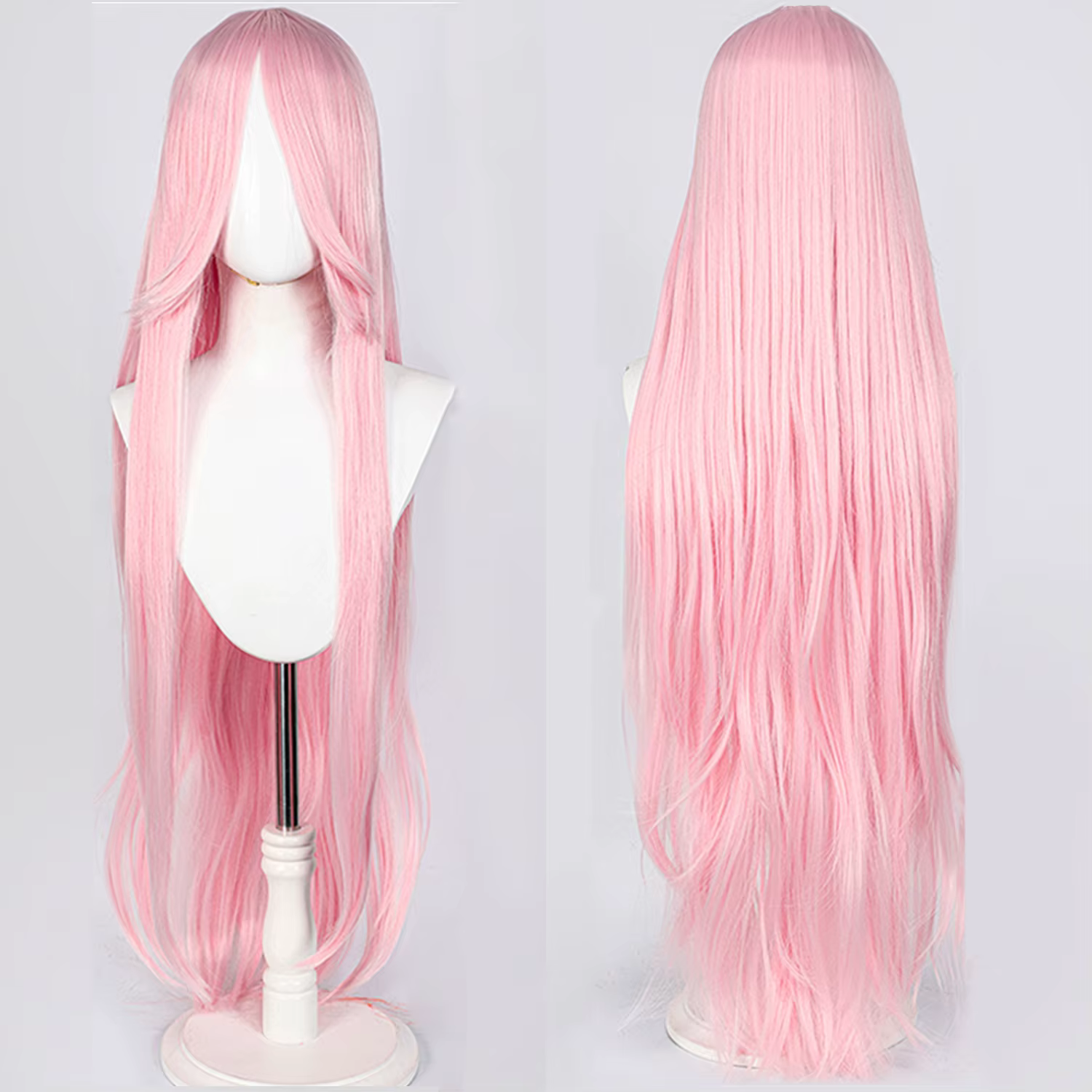 Perruque de Cosplay synthétique longue et lisse de 100CM avec frange, perruque de Cosplay rose viole