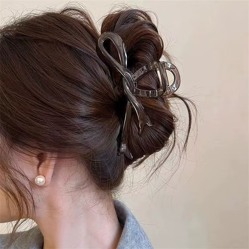Pinces à cheveux avec nœud en ruban acrylique de 13cm, pinces à cheveux en forme de crabe, Barrettes