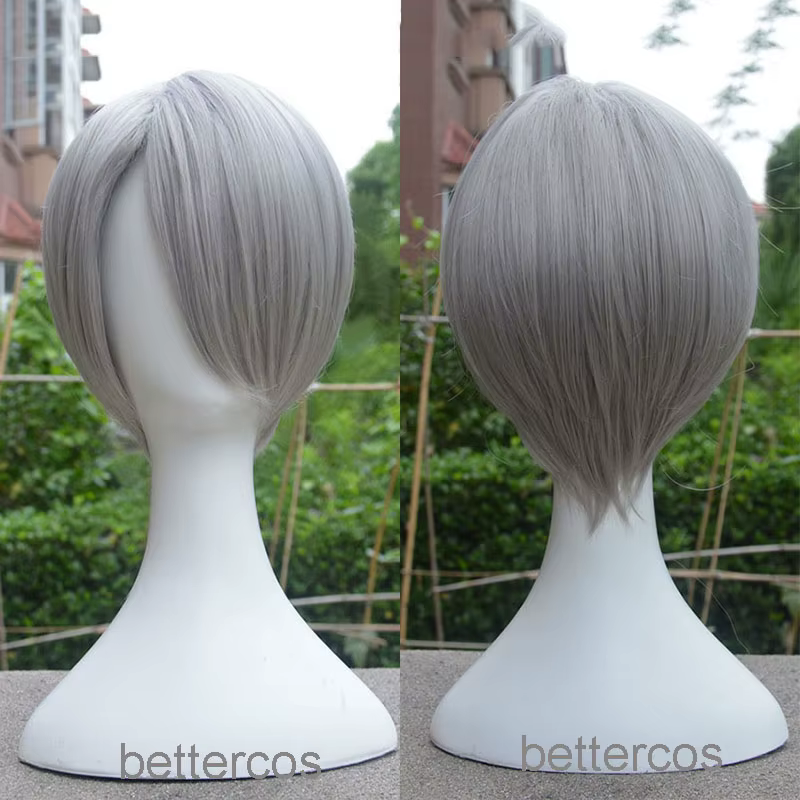 Anime Yuri!!! Perruque de cosplay sur le thème de Ice Viktor Nikiforov, perruque courte en cheveux s