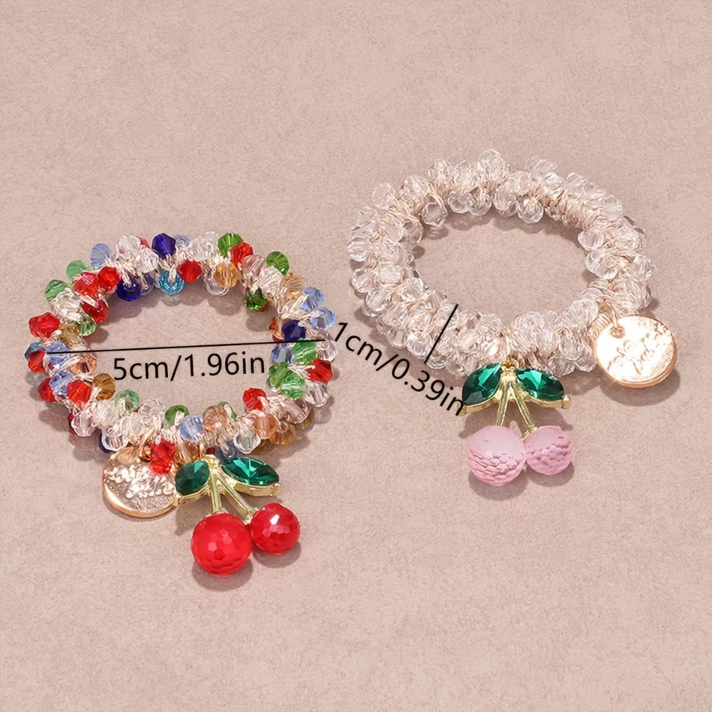 Corde à cheveux cerise en cristal coloré, 1/2 pièces, anneau de cheveux en strass doux, bandeau à ha