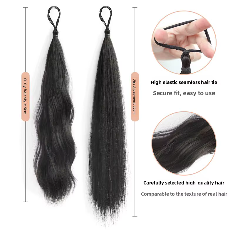 Couleur unie dame fibre synthétique enroulement boule anneau de cheveux perruque bourgeon cheveux ch
