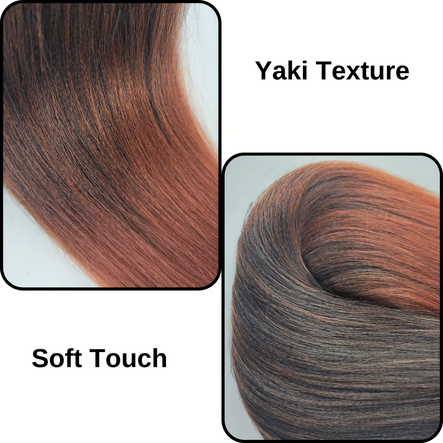 6 tresses Boho 24" | Marron ombré | Synthétique pré-étiré | Longues ondulées, brillantes | V