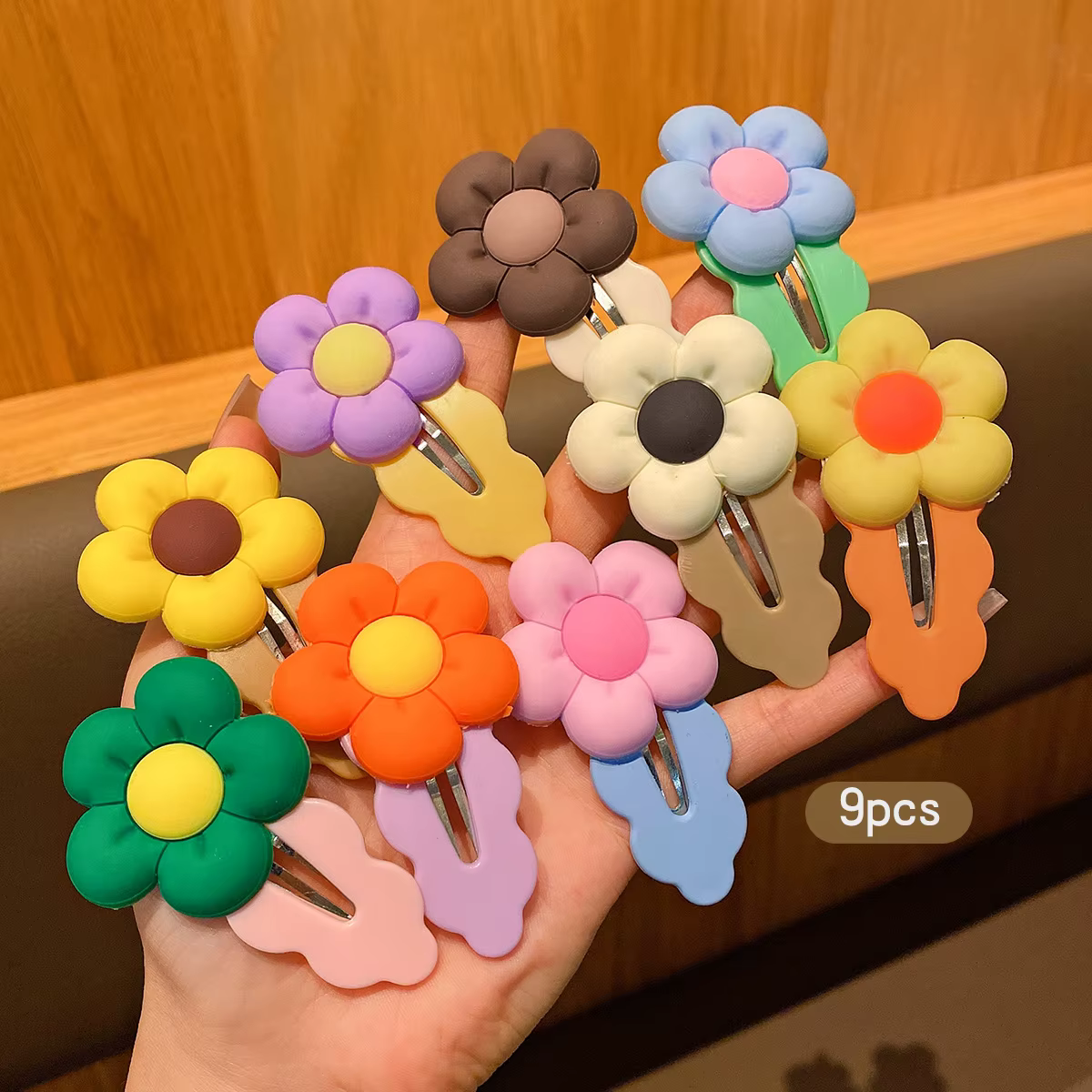 Pinces à cheveux 9 couleurs aléatoires, version coréenne, BB clip fleur, accessoires pour cheveux