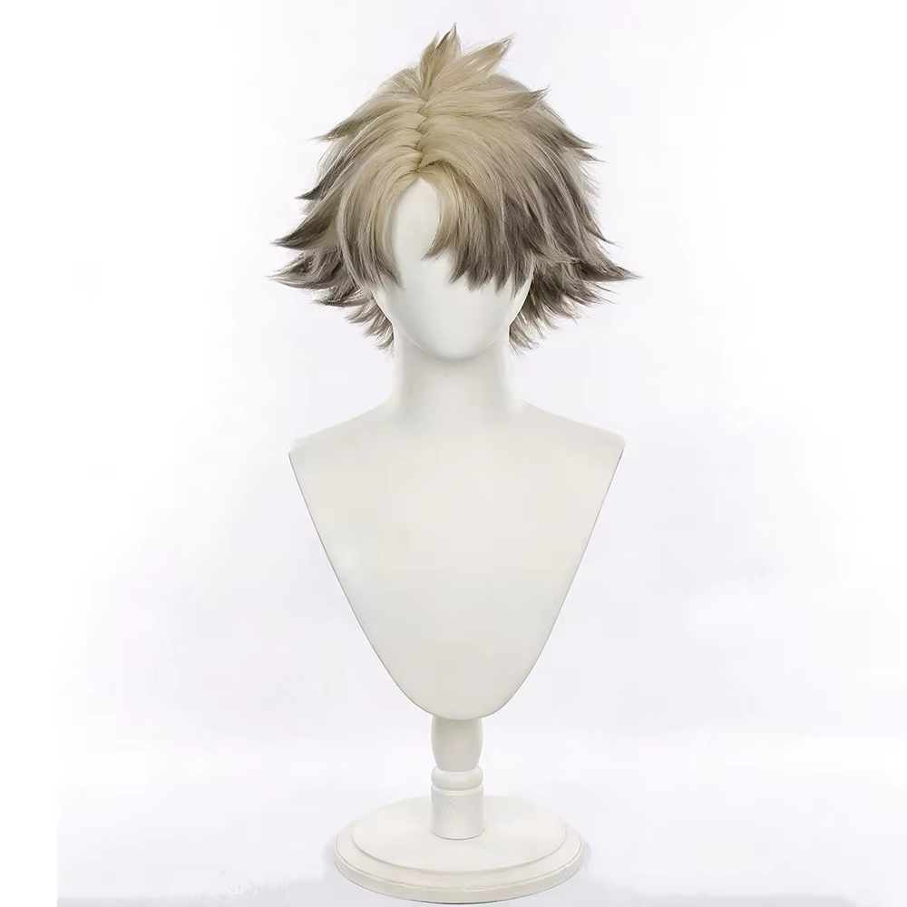 Perruque de Cosplay Anime GACHI AKUTA Rudo pour hommes, cheveux courts en lin jaune dégradé, perruqu