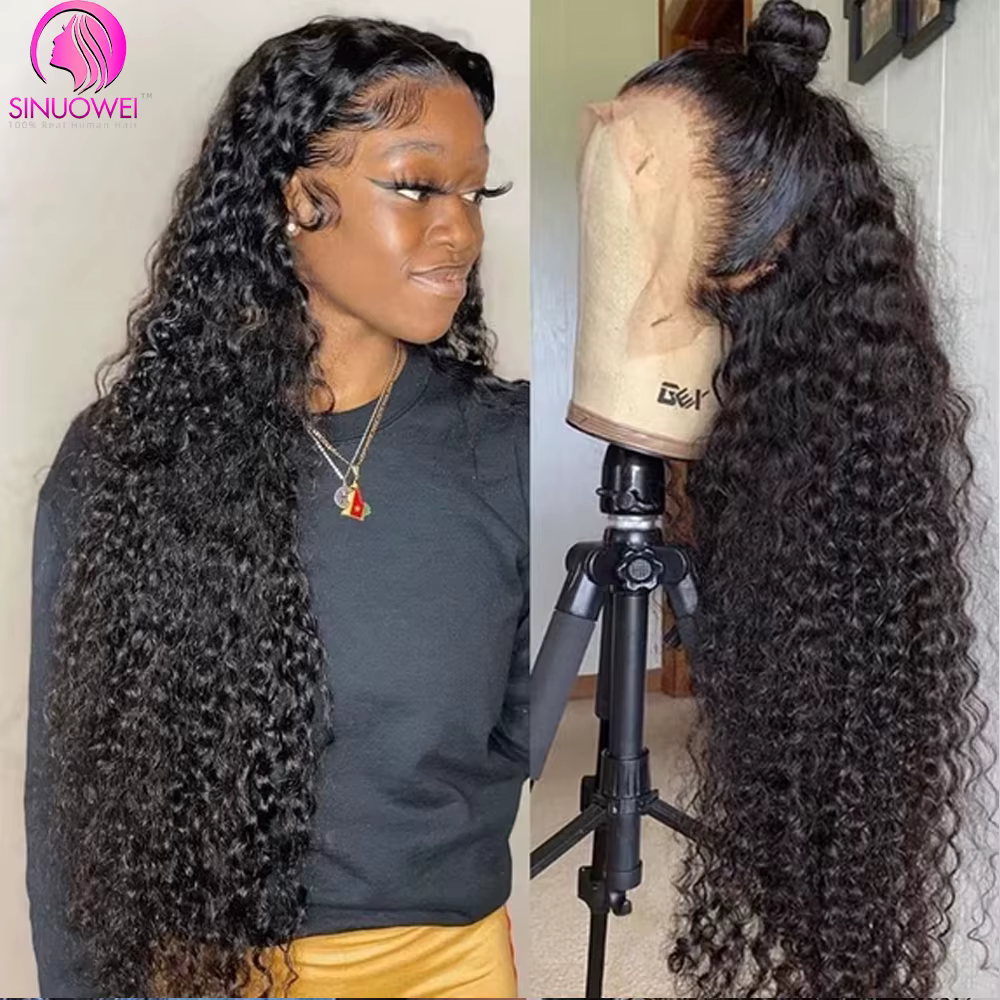 Perruque Lace Front Water Wave 13x4 HD Transparente en Cheveux Humains Brésiliens Pré-Pluckée avec L
