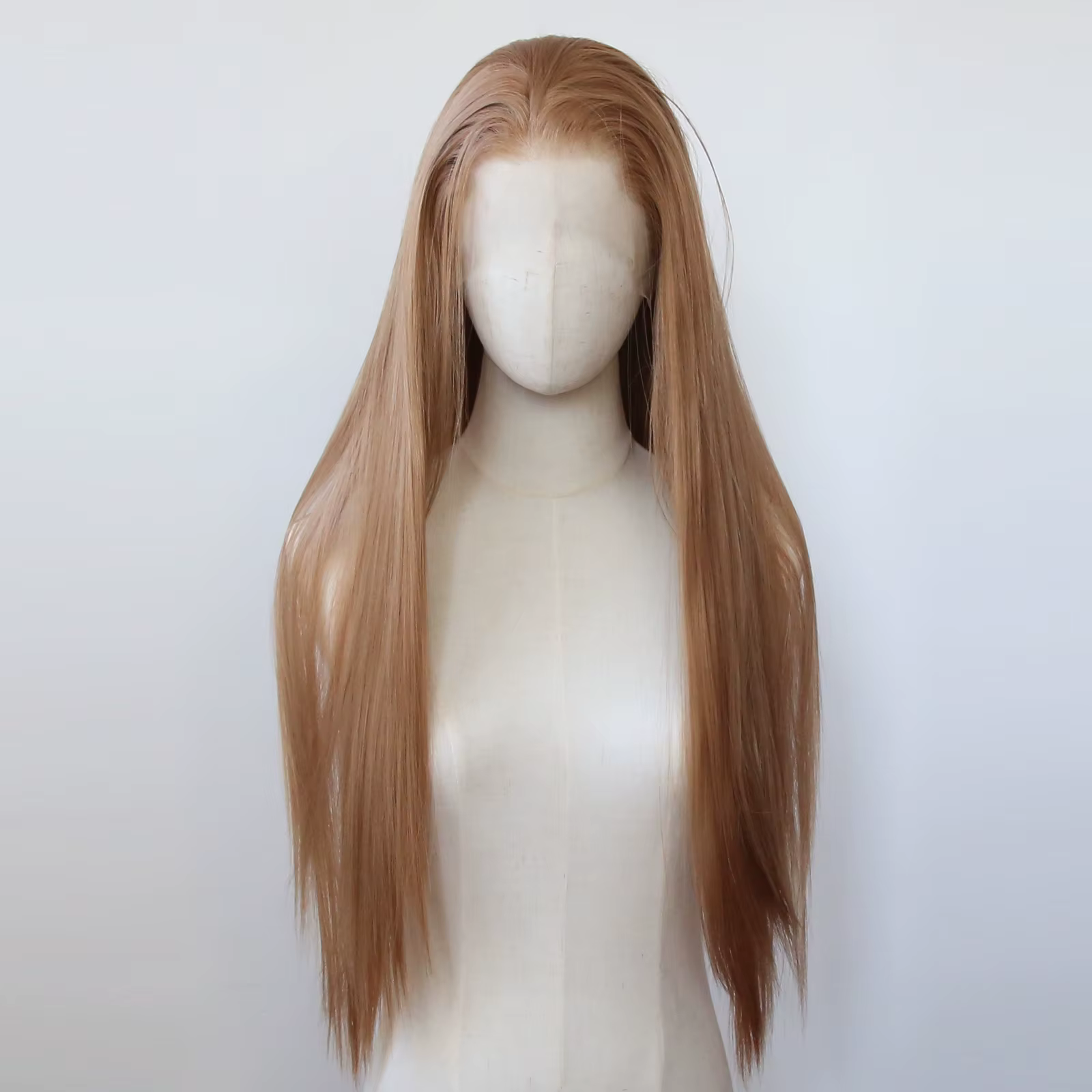 Perruque Lace Front Wig synthétique Blonde fraise, perruque synthétique longue et lisse marron miel,