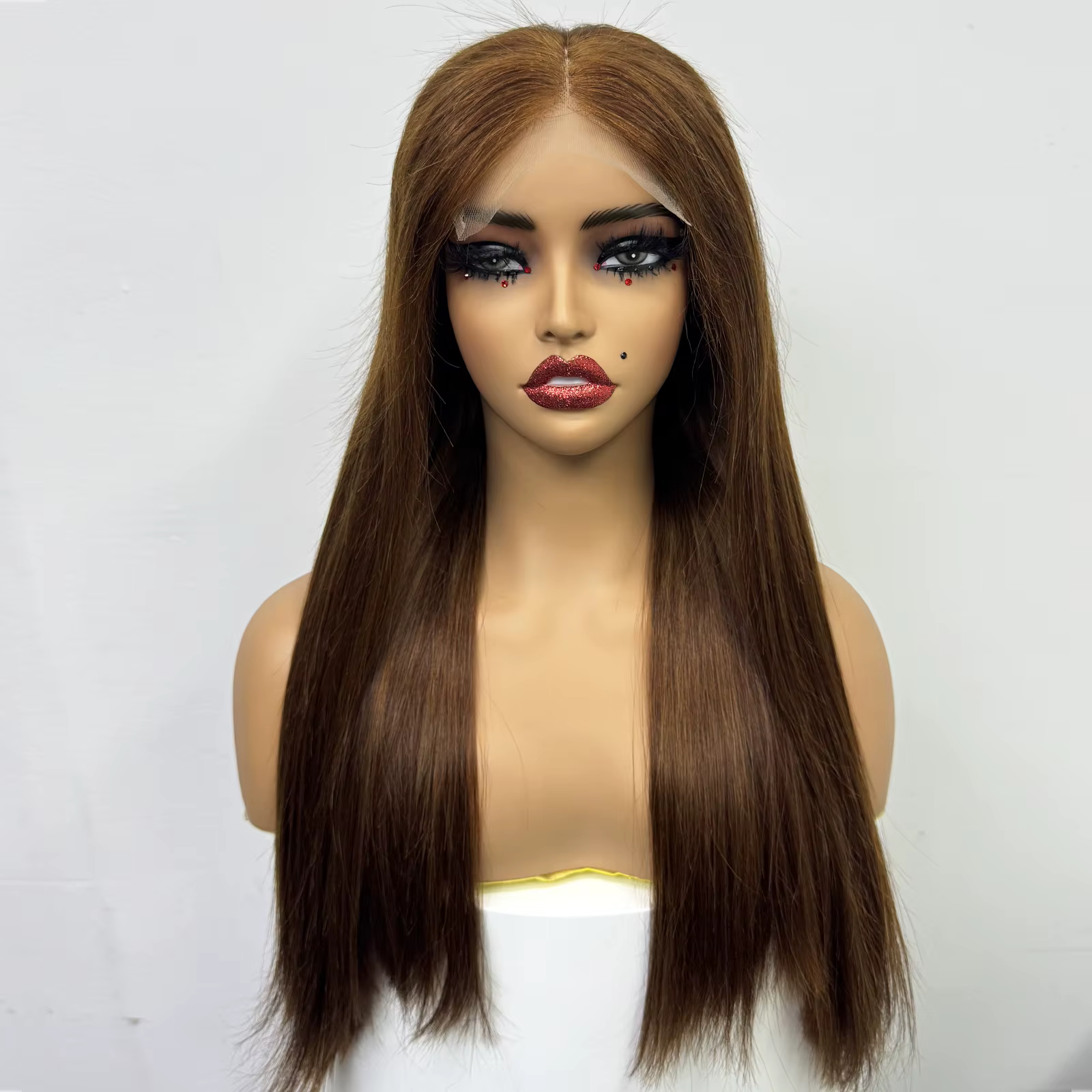 5x5 dentelle transparente sans colle perruque de cheveux humains 300% densité 24 pouces Double os de