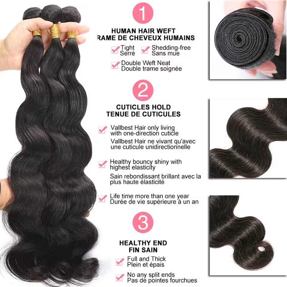 Lots de Cheveux Humains Péruviens Non Traités Ondulés avec Closure Frontale Invisible Effet Peau Mou