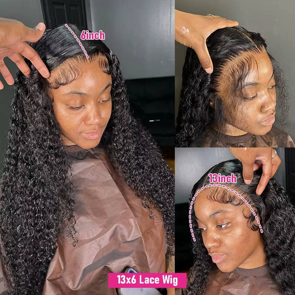 Perruque Lace Front Wig ondulée brésilienne Hd, cheveux naturels, Deep Wave, 13x6, pour femmes, 13x4