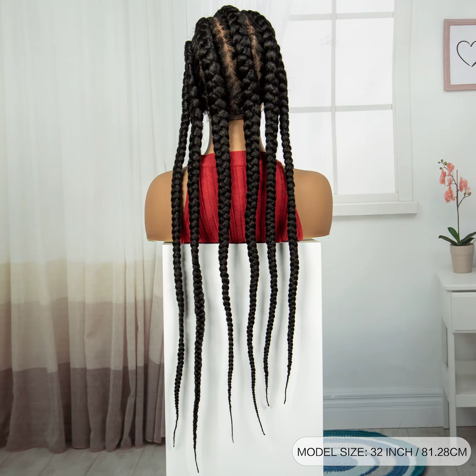 Perruques tressées synthétiques Cornrow avec cheveux de bébé, perruque tressée sans nœuds en dentell