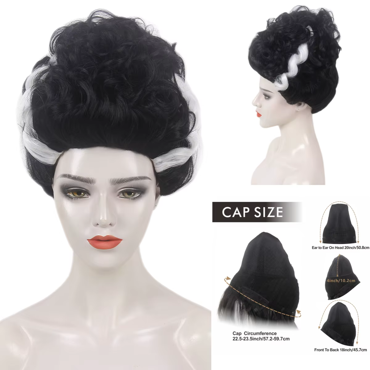 Perruque afro noire et blanche en forme de ruche, perruque synthétique résistante à la chaleur pour