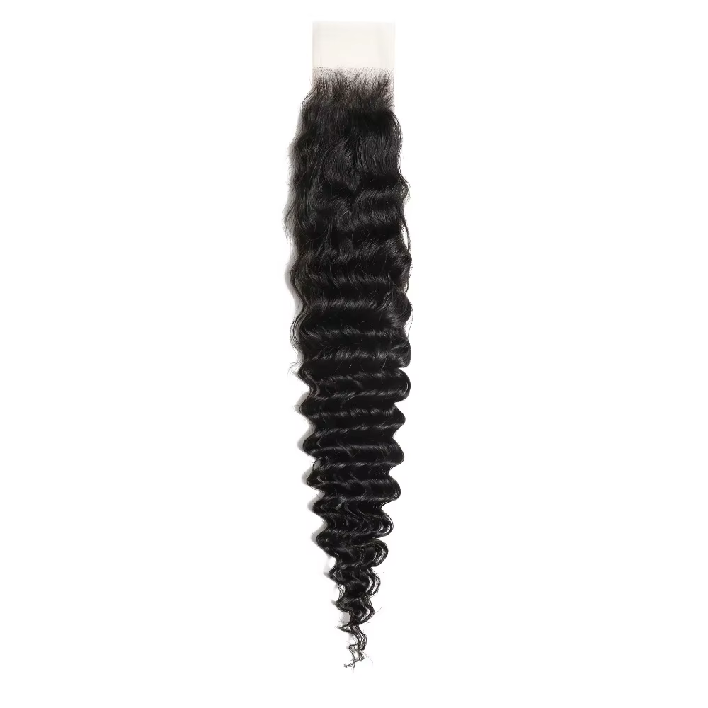Perruque Lace Closure naturelle ondulée profonde, 12-22 pouces, 2x6, dentelle suisse transparente, p