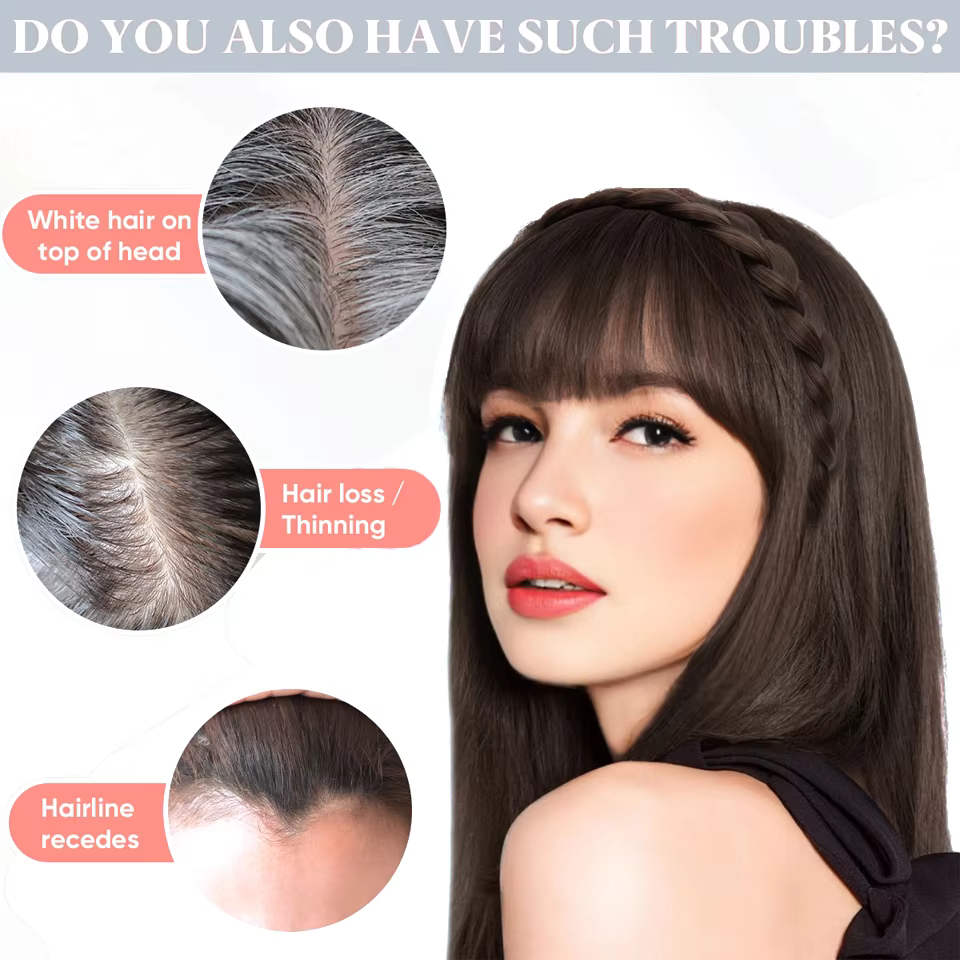 LUPU – bandeau tressé Chic avec frange et frange à clipser, Extensions capillaires synthétiques liss