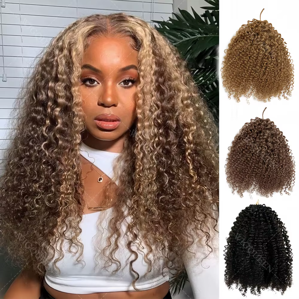 4/27 mettre en évidence couleur plume Crochet cheveux Afro crépus bouclés pré-bouclés Crochet cheveu