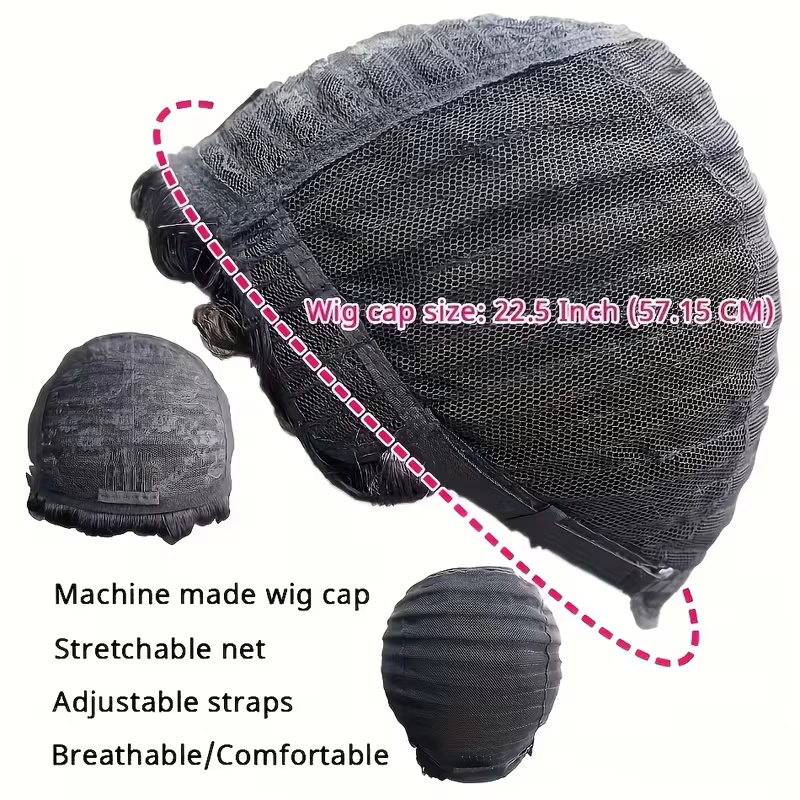 Perruque coupe lutin bouclée pour femmes, cheveux 100% naturels, entièrement fabriqués à la Machine,
