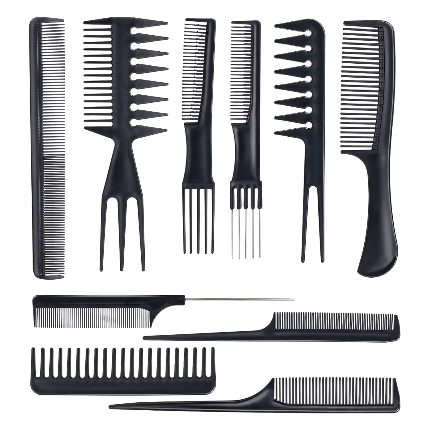 Ensemble de peignes de coiffure 10 pièces, ensemble de peignes de coiffure, peigne de styliste antis