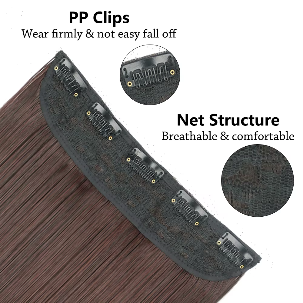 Extensions capillaires synthétiques à 5 clips, postiche longue bouclée, postiche naturelle marron no