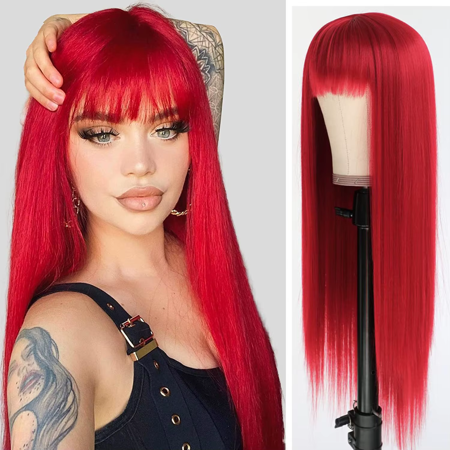Perruque synthétique 26 pouces la plus vendue pour cheveux longs et raides, idéale pour le cosplay, 