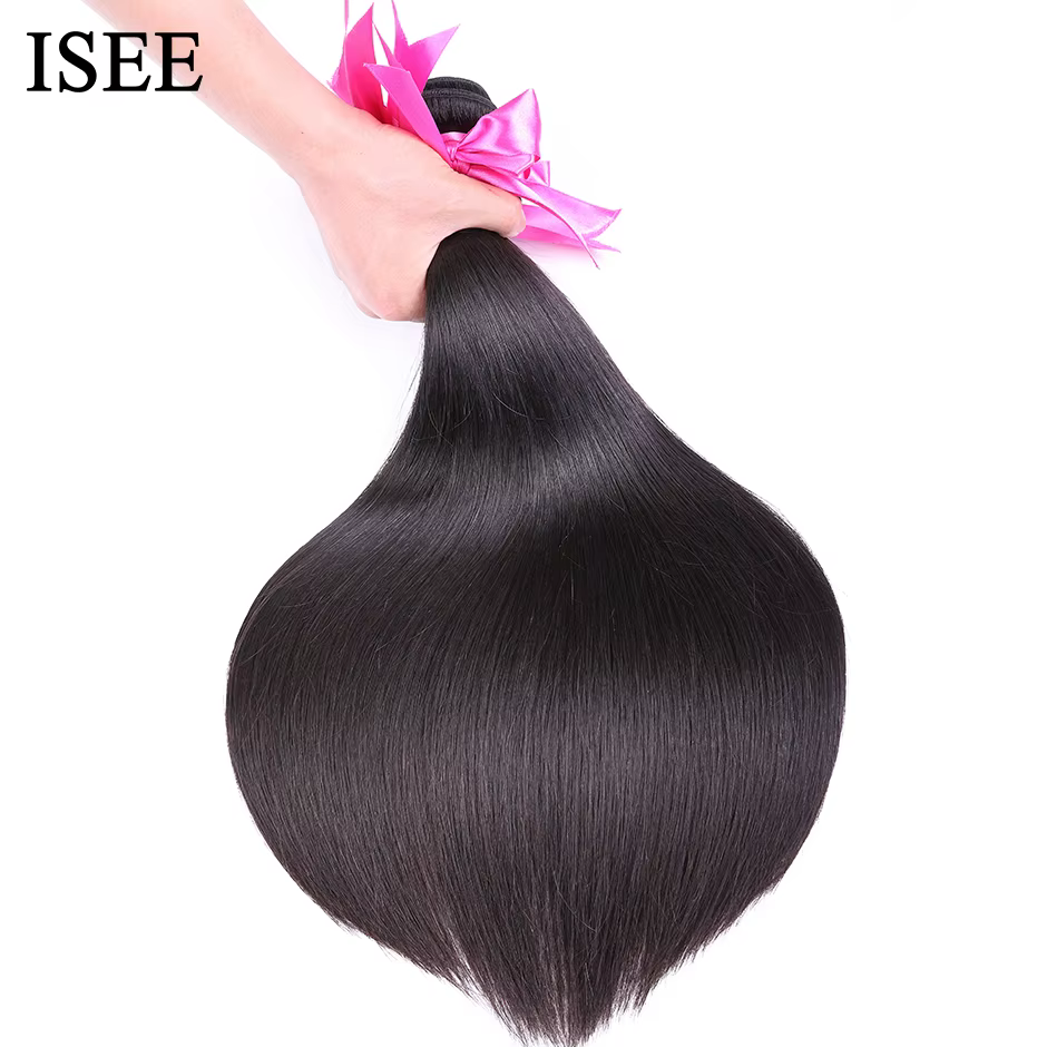 ISSEHAIR – Extension de cheveux lisses, tissage malaisien, 100% naturel, Remy, en lot de 3 ou 4, de