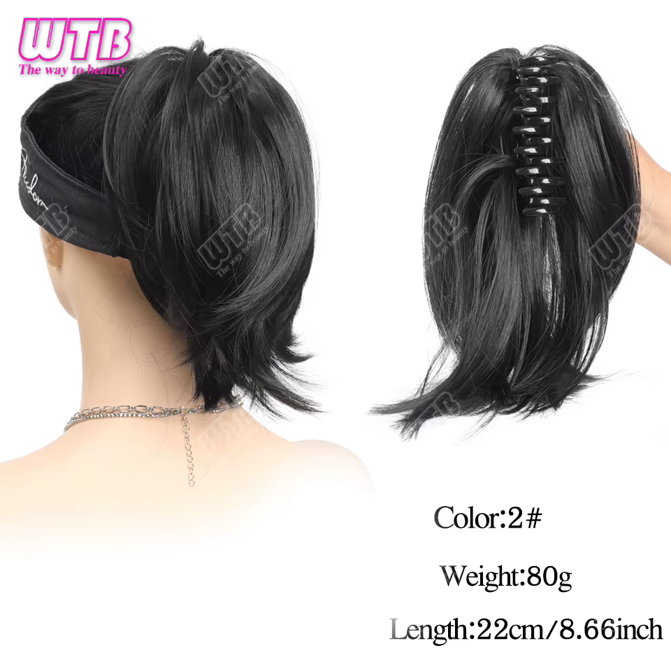Extension synthétique queue de cheval bouclée pour femmes, postiche à pince, fausse perruque, queue