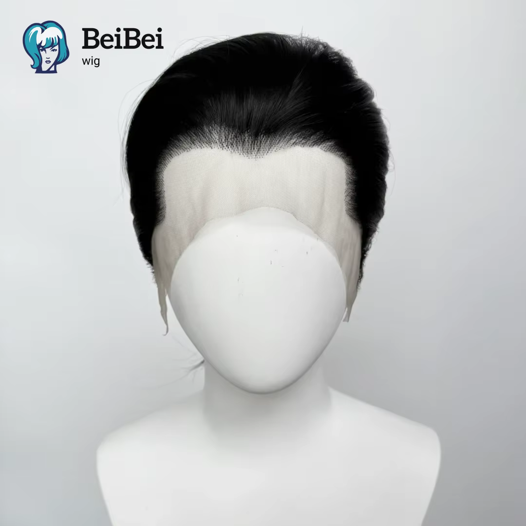 BeiBei – perruque Lace Front Wig synthétique courte noire, 8 pouces, 13x4, Blonde argentée, en Fiber