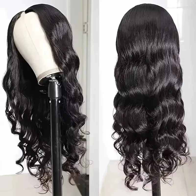 Vague de corps V partie perruques cheveux humains 250% densité pour les femmes pleine tête pince en 