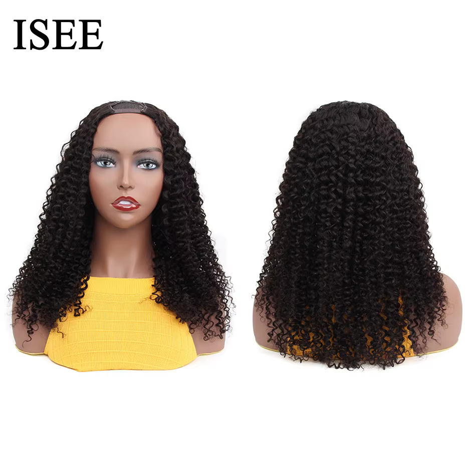 Perruques mongoles crépues bouclées en U pour femmes, cheveux 100% naturels bouclés, densité 180%, e
