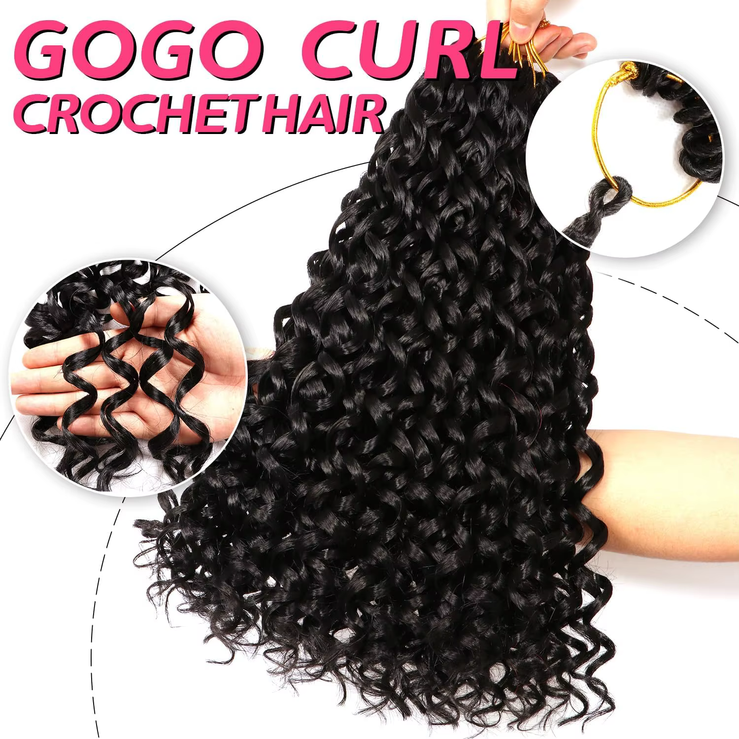 GoGo Curl Crochet cheveux pour femmes noires courte plage Curl bohème Crochet tresses naturel noir v