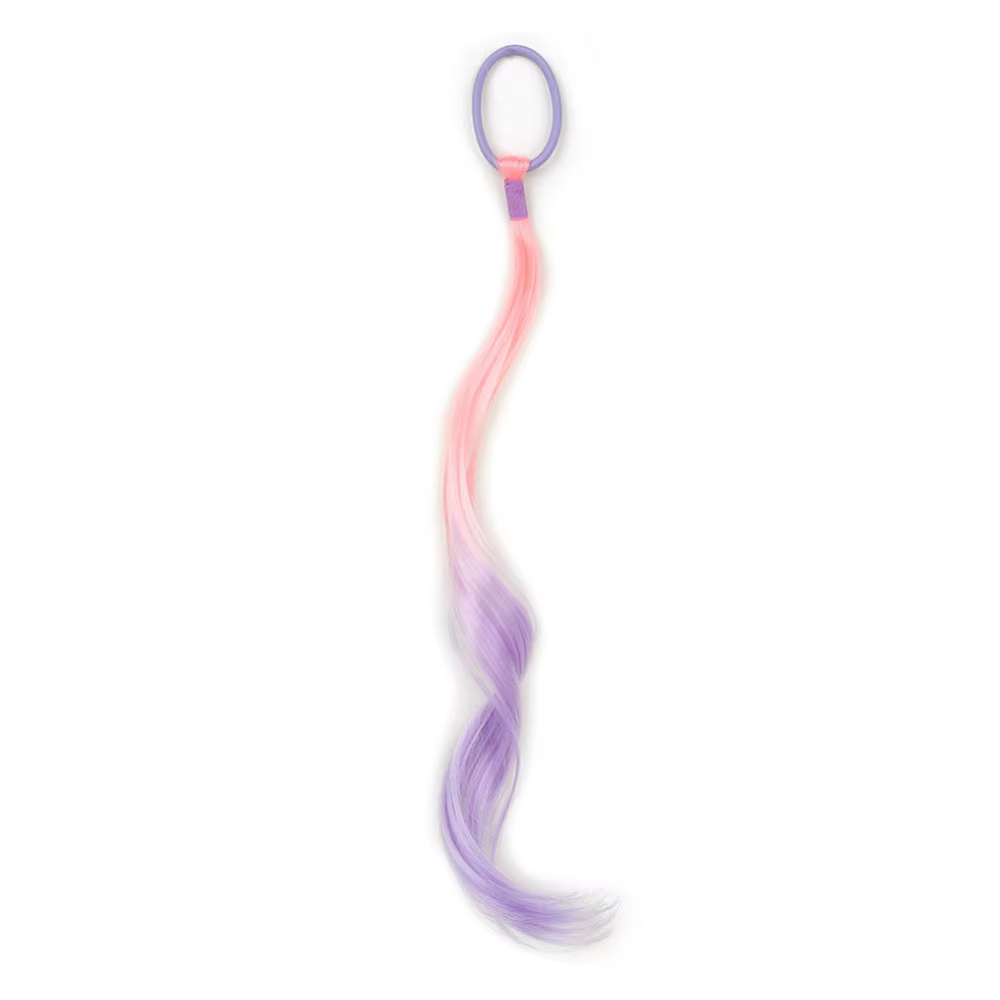 Extensions de cheveux colorées synthétiques de 14 pouces, postiches arc-en-ciel pour enfants, perruq