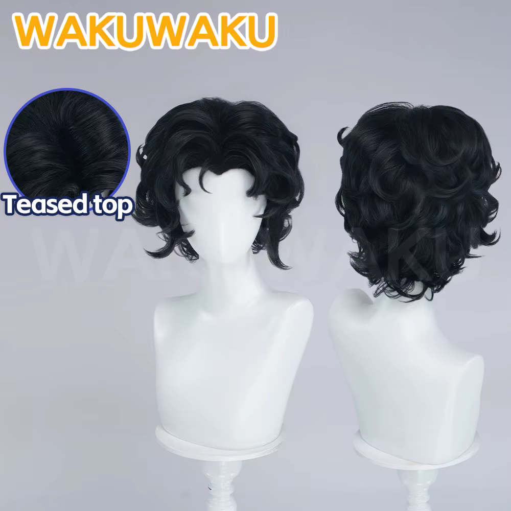 EN STOCK Perruque de cosplay Pierrot Harlequin Game WakuWaku pour homme, cheveux courts blancs, pour