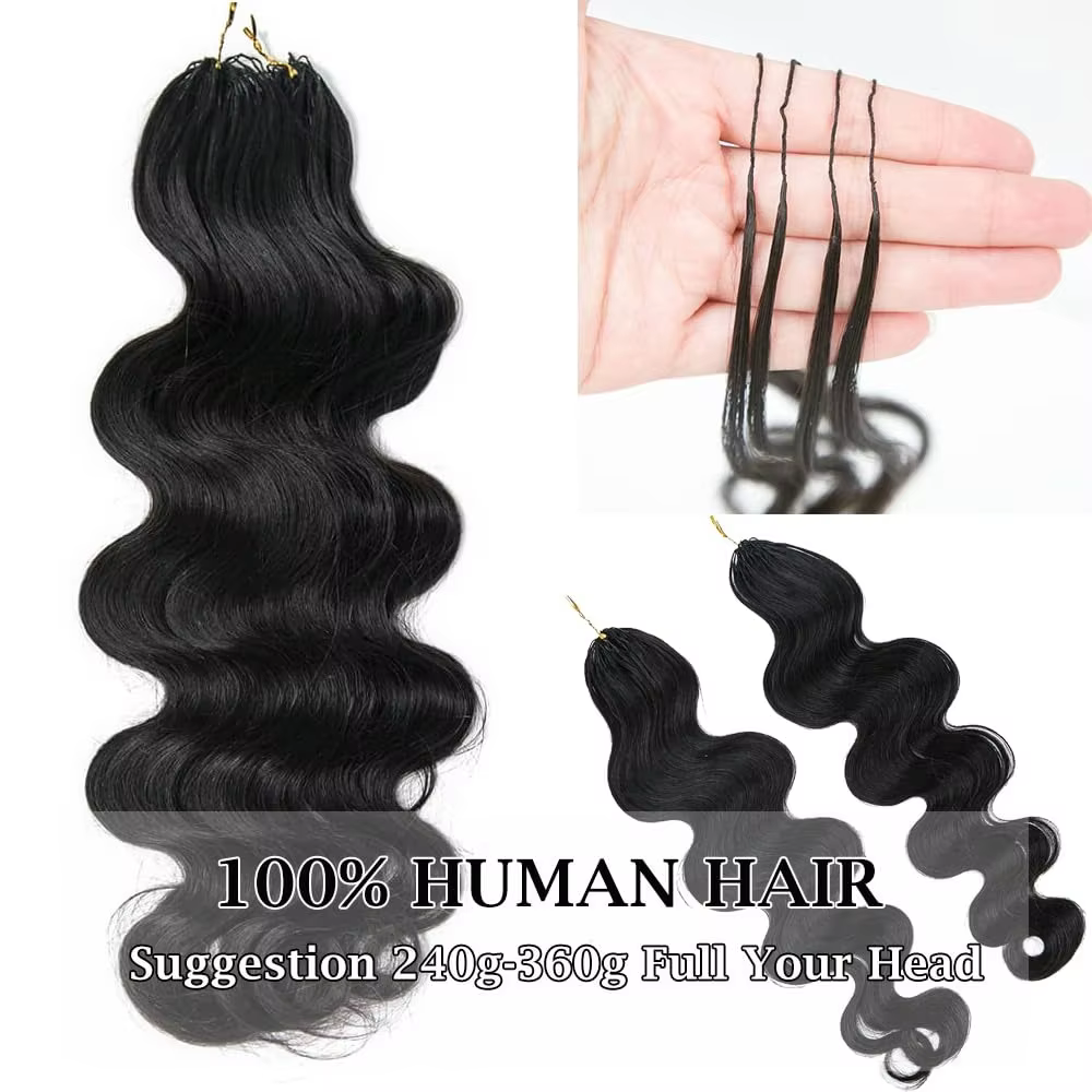 12A sans noeud pré-séparé vague de corps plume Crochet cheveux humains 100% Extensions de cheveux ré