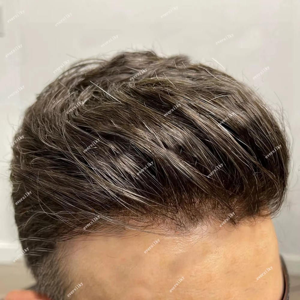 Perruque toupet de cheveux humains pour hommes, ligne de cheveux naturelle, marron, blond, noir, mic