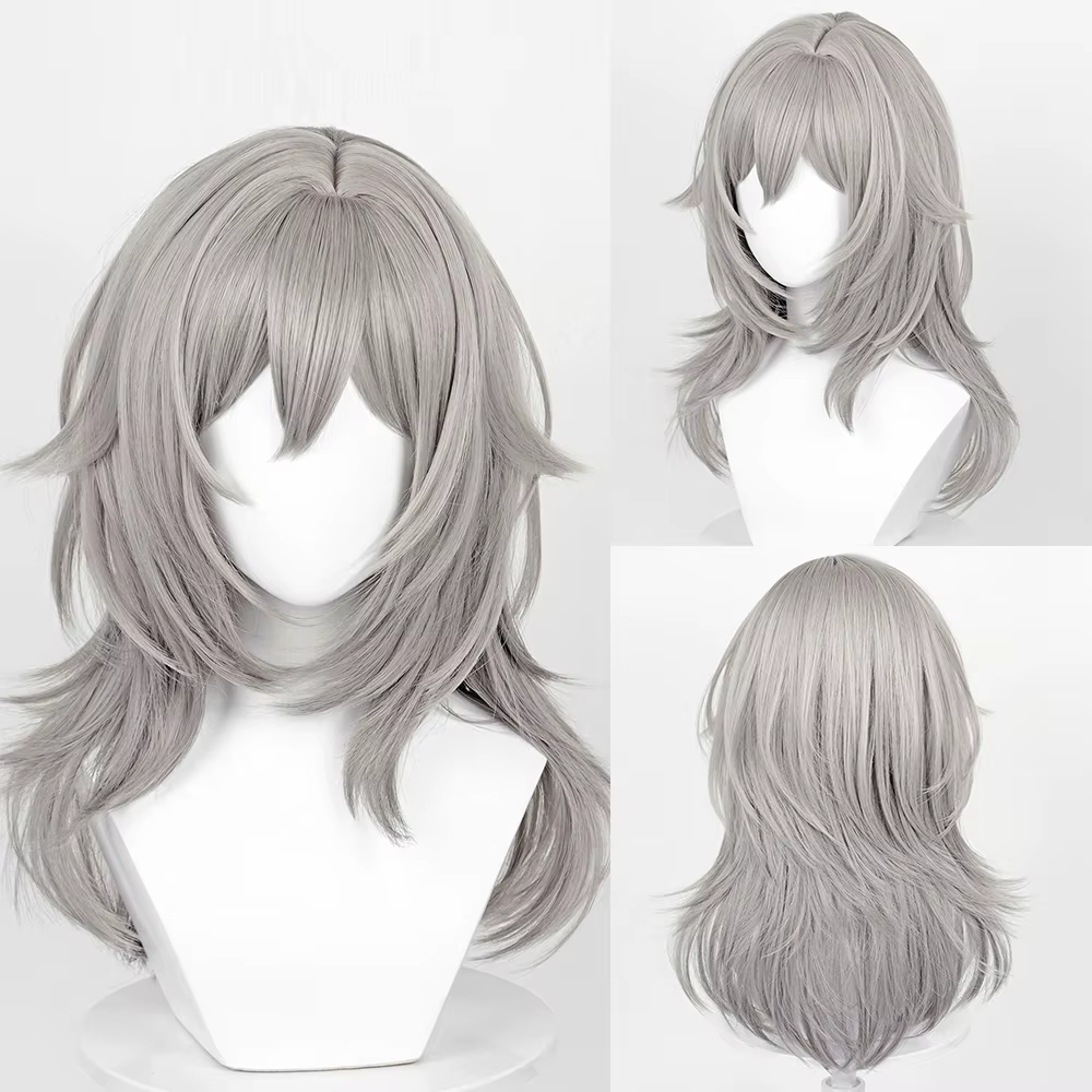 Perruque synthétique grise longue et lisse pour femmes, perruque moelleuse résistante à la chaleur p