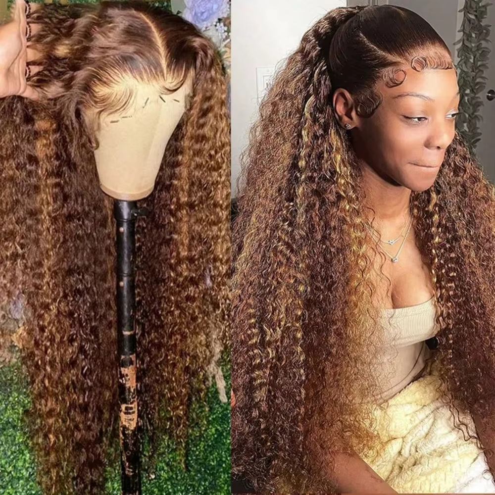 Perruque Lace Frontal Wig Deep Wave 13x4HD, cheveux humains sans colle, réutilisables, 5x5, cheveux