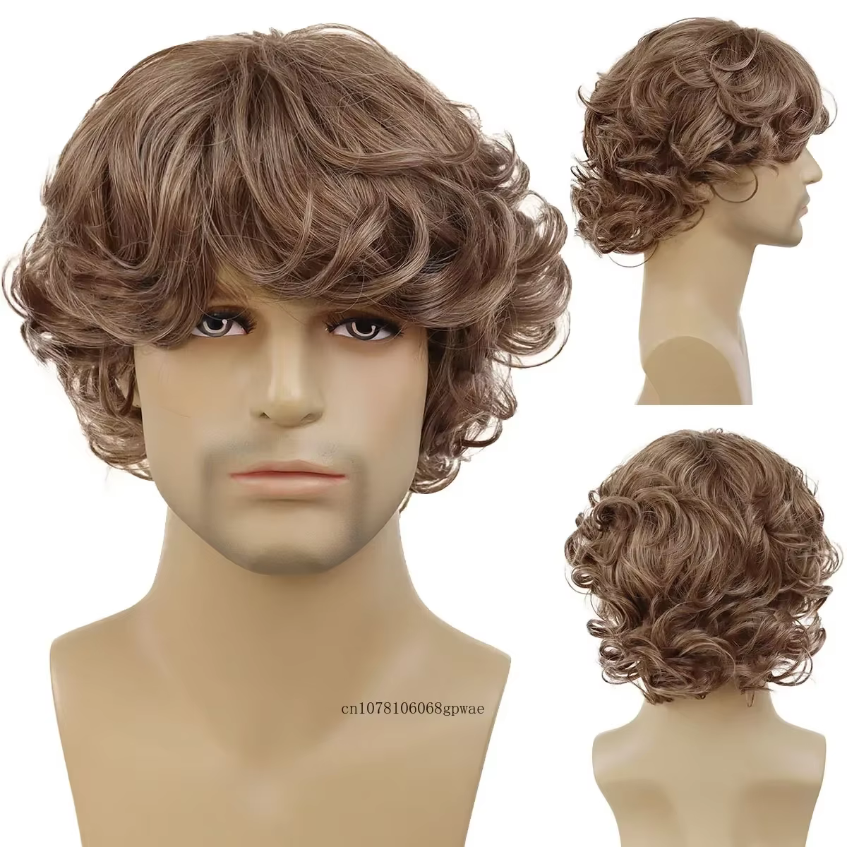 Perruque synthétique marron pour hommes, perruque Afro courte bouclée, naturelle, moelleuse, respira