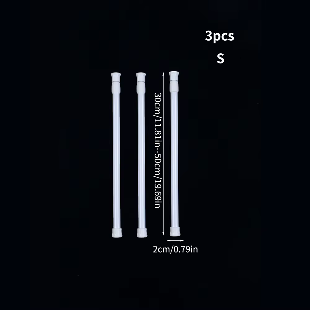 Lot de 3 tringles à rideaux réglables à tension par ressort, extensibles, pour l'organisation de la 