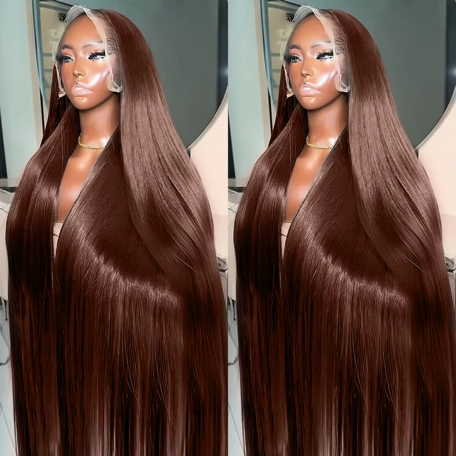 Perruques de cheveux humains avant de dentelle 13x4 HD de couleur brun chocolat de qualité supérieur