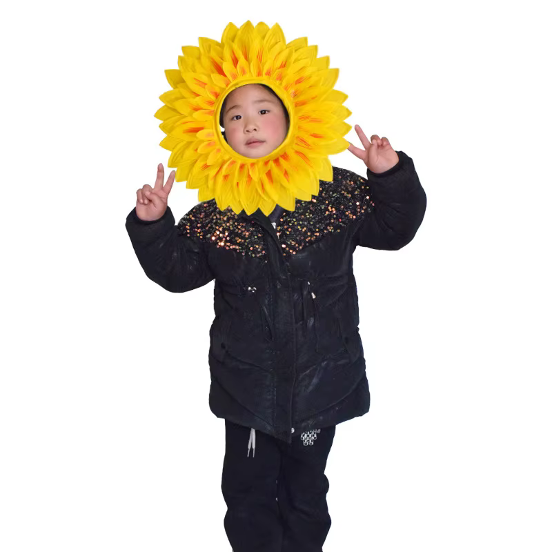 Couvre-chef tournesol 42cm, accessoires de Performance amusants, chapeau de tournesol, capuche pour 