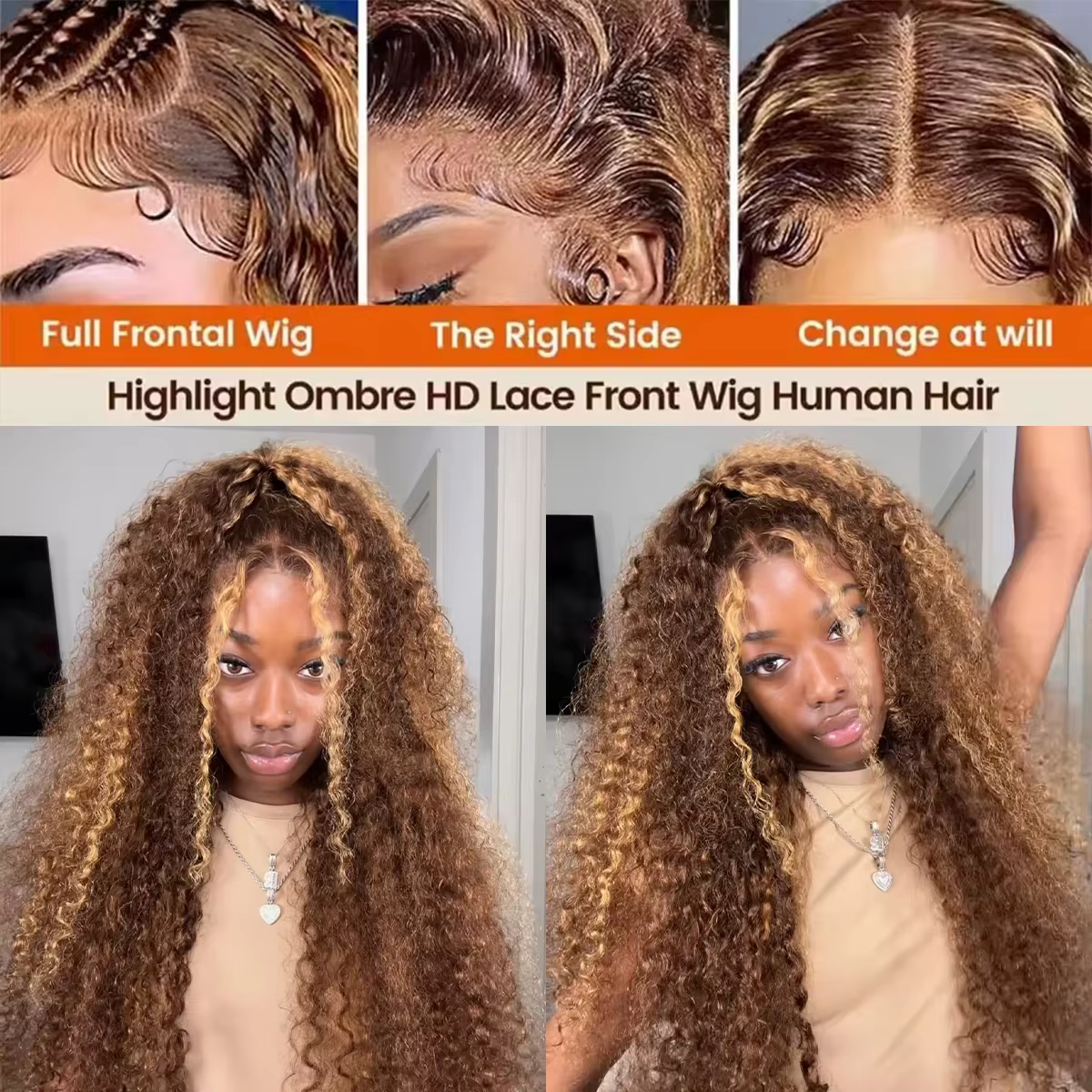 Perruque bouclée 30-34 pouces en cheveux humains blond miel, perruque frontale en dentelle 13x4 Deep