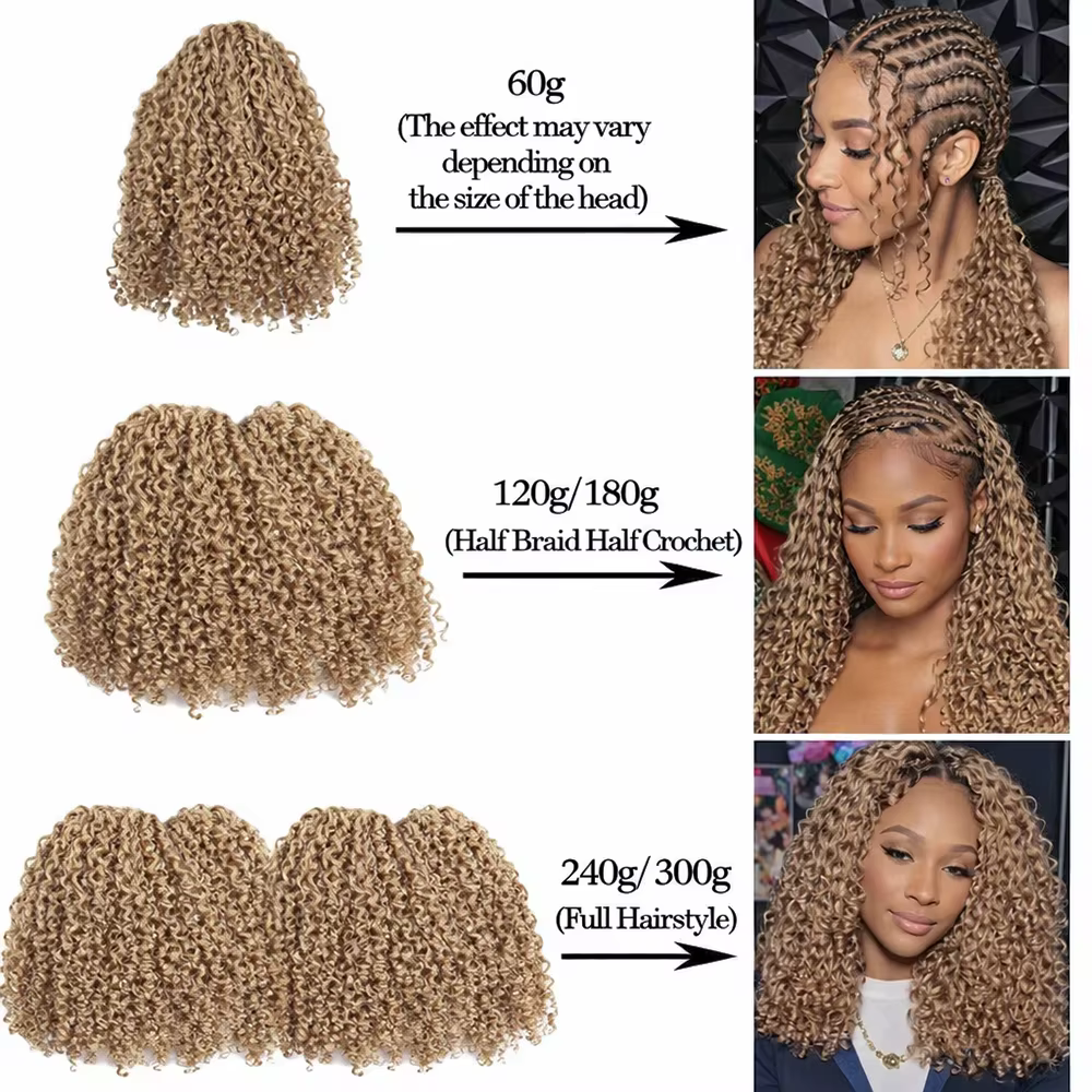 # Extensions de cheveux au crochet Deep Wave Feather, couleur blond miel, cheveux humains bouclés sa