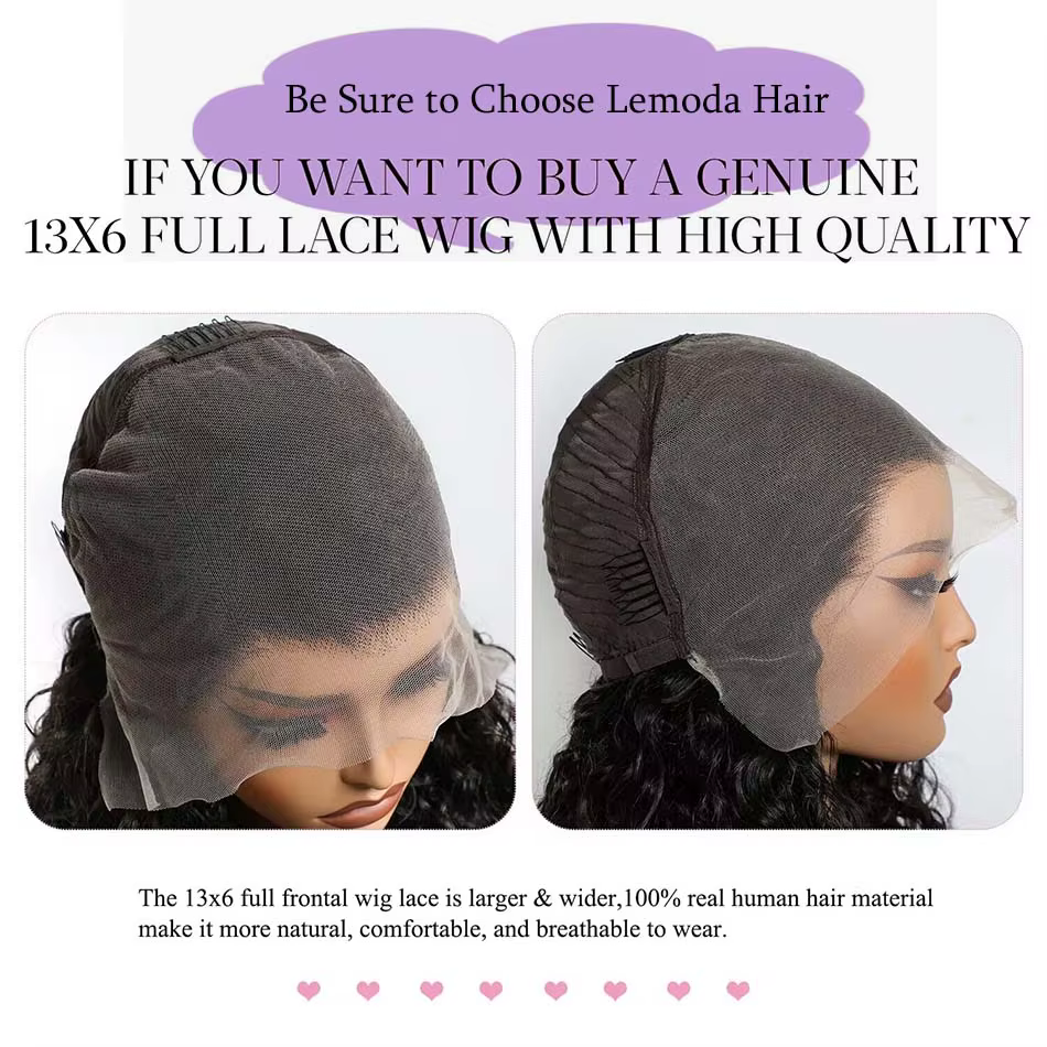 Lemoda birman perruque bouclée cheveux humains 13x6 pleine fleur HD perruque de dentelle transparent
