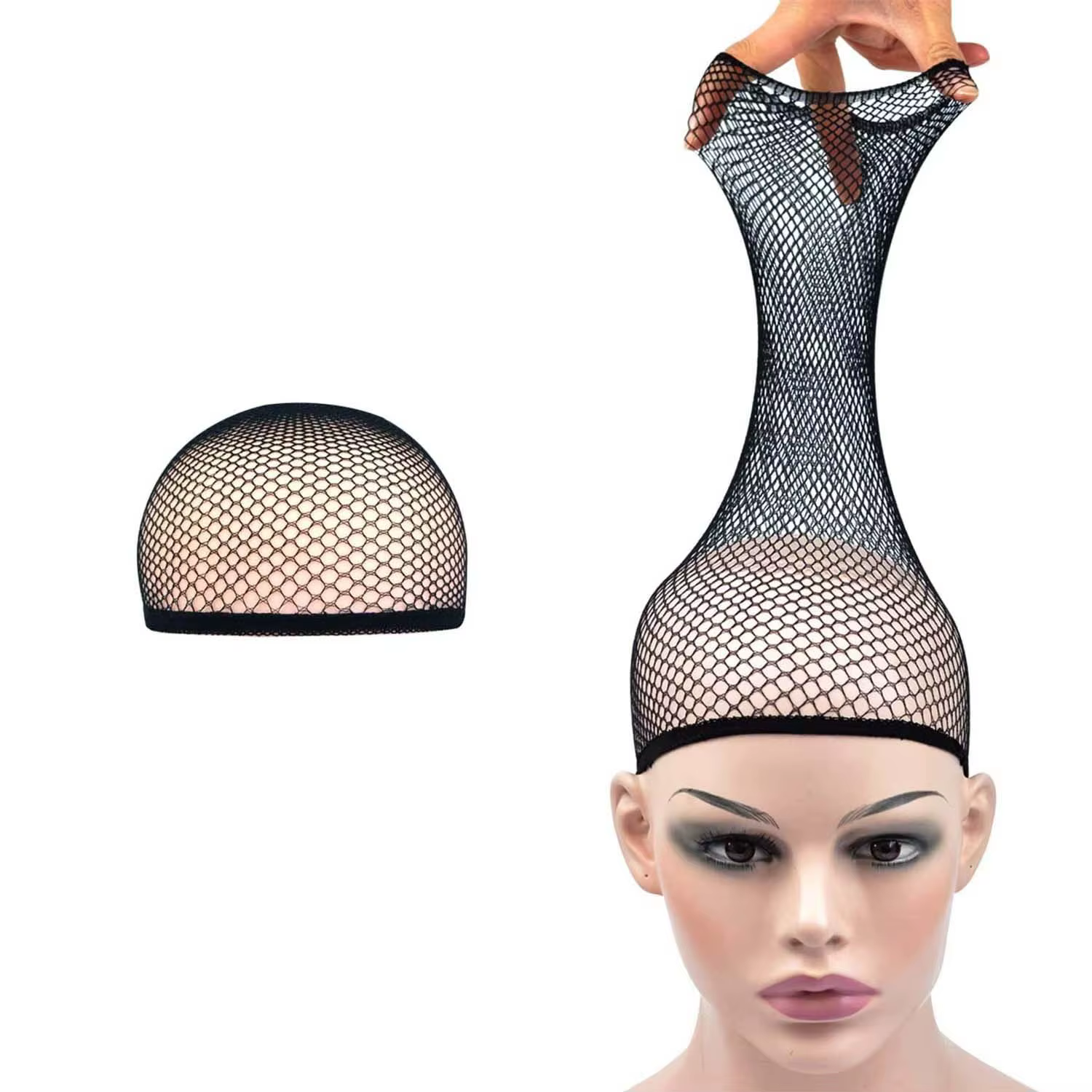 Bonnet de perruque en maille extensible, filet à cheveux noir élastique, filet de perruque en résill