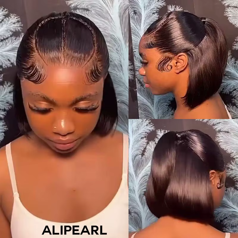 Alipearl-Perruque en dentelle pré-tressée, perruque pré-coupée, cheveux demi-haut et queue de cheval