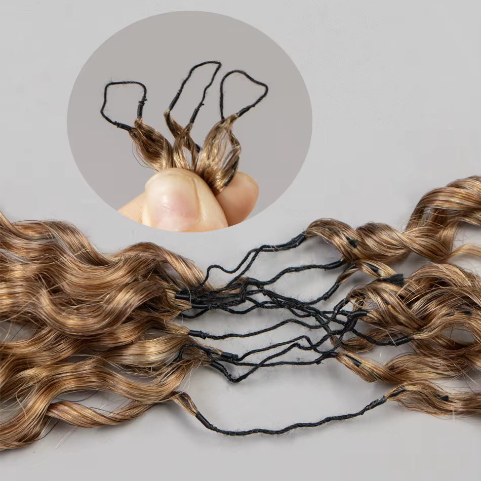 Extensions de cheveux humains au crochet 15A Honey Brown Deep Wave, pré-séparées, cheveux brésiliens