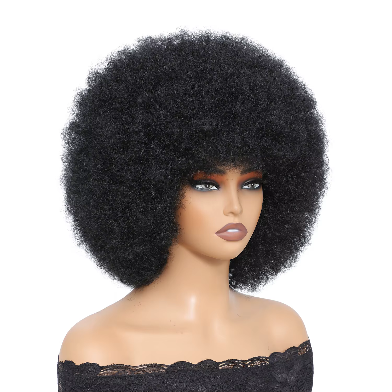 Perruques Afro pour femmes noires 14 pouces années 70 Afro crépus bouclés rebondissant moelleux bouf