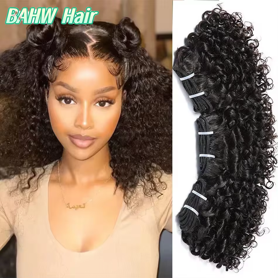 Cheveux brésiliens courts crépus bouclés paquets avec fermeture 100% non transformés Extension de tr