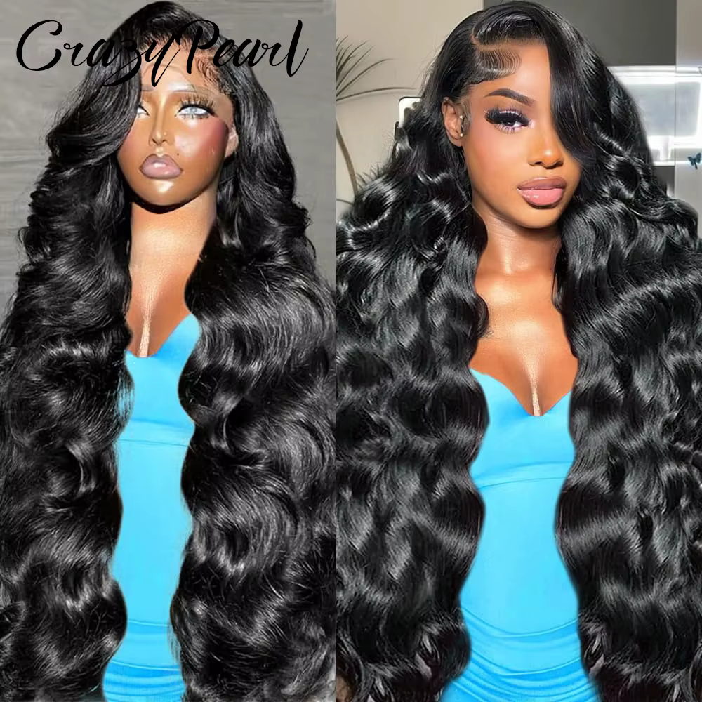 Perruques frontales en dentelle transparente 13x6 Body Wave en cheveux humains pré-épilées, densité