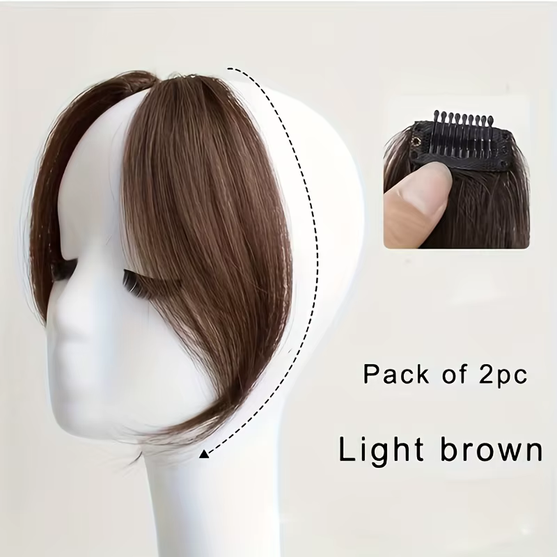 Frange à pince à cheveux en frange, 2 pièces, frange de rideau classique, fausse frange synthétique,