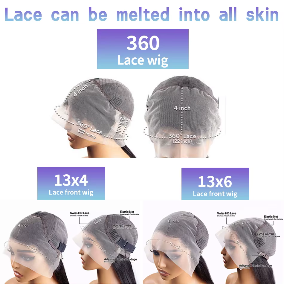 Perruque frontale sans colle en dentelle complète HD 360, cheveux humains, densité 200, 30 pouces, a